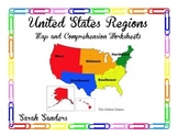 United States Regions Map Skills Worksheet and Comprehensi