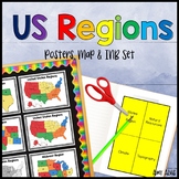 United States Regions Poster Map and Interactive Notebook INB Set