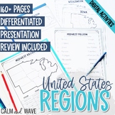 United States Regions Worksheets and Presentation with Dig