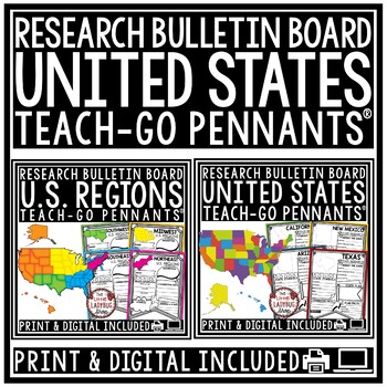 Preview of US Regions of the United States 50 Geography States and Capitals Research