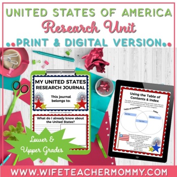 Preview of United States Research Unit | Lower & Upper Grades (Digital and Print)