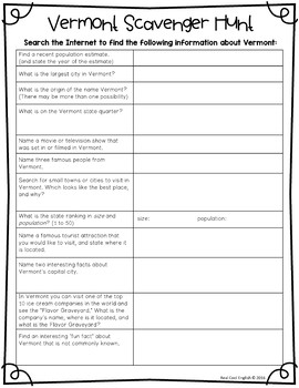 United States Research: Vermont (Printable AND Digital Options!)