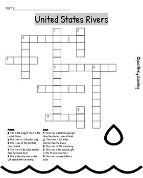 United States Rivers Crossword Puzzle by Positively Planning TPT