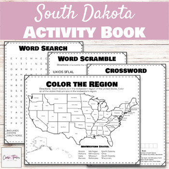 United States South Dakota Geography Activity Book Word Search