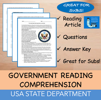 Preview of United States State Department - Reading Comprehension Passage & Questions