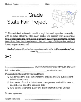 Preview of United States State Fair Project for Students, with Examples