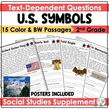 Preview of United States Symbols Reading Comprehension Passages | 2nd grade social studies