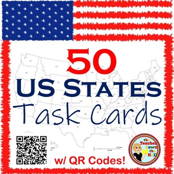 Preview of United States Task Cards w/ QR Codes - Know Your States!