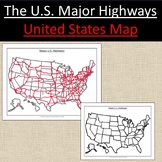 United States, US State Major Highways Map Geography