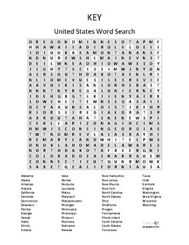 United States Word Search by Honeybee RESTS | Teachers Pay Teachers