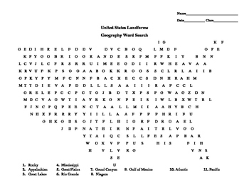 united states word search landforms by kelli sheets tpt