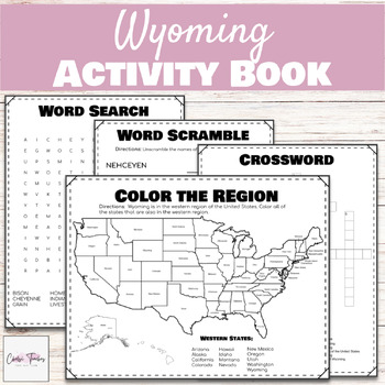 United States Wyoming Geography Activity Book Word Search Crossword And