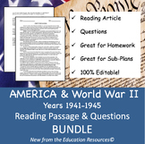 United States Years 1941-1945 World War Two Reading Compre