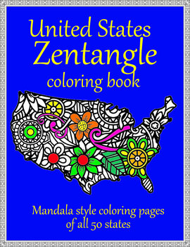 Preview of United States Zentangle Coloring Pages Mandala style for all 50 states