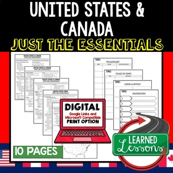 United States and Canada Outline Notes, Bullet Notes, Unit Review, Test P