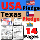 United States and Texas Pledge of Allegiance Cut Paste Act