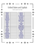 United States and Their Capitals Matching Game