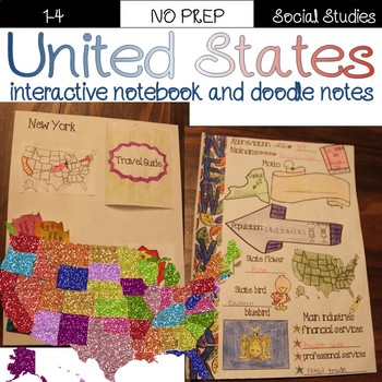 Preview of United States doodle notes and interactive notebook