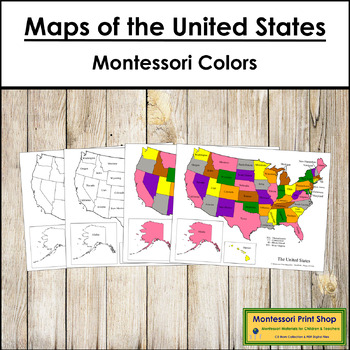 Preview of Maps of the United States of America - Montessori color-code
