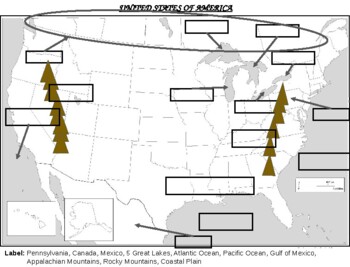 Preview of United States of America Major Waterways and Landforms