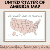 United States of America Map | Boho Rainbow Classroom Decor