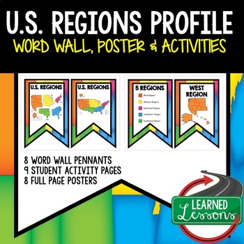 Preview of United States Regions Word Wall, Profile, Activity Geography Word Wall