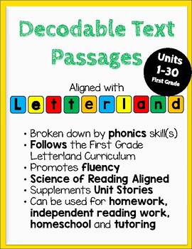 Preview of Units 1-30 Decodable Reading Passages Bundle - Aligned w/ 1st Grade Letterland