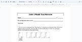 Units 1-8 GOOGLE DOCS Test Reviews Answer Keys 5th Grade E