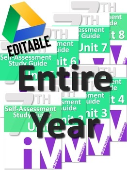 Preview of 7th Grade: Units 1-8 | Self Assessment Study Guide for IM Grade 7 Math™