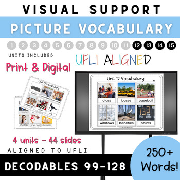 Preview of Units 12-15 UFLI-Aligned Vocabulary for Decodables ESL *Print/Slides* #99-128