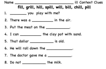 Word Family Practice For Ill Ip At Ash Ap And Ack Units 2 7