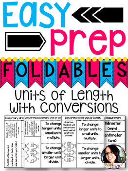 Preview of Units of Length with Conversions Printables for Math Notebooks  5.MD.1 4.MD.1