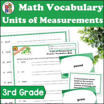 Preview of Units of Measurement | 3rd Grade Math Vocabulary Study Guide Materials