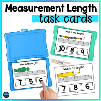 Preview of Measurement Ruler Length Printable Centers Autism Task Cards Special Education