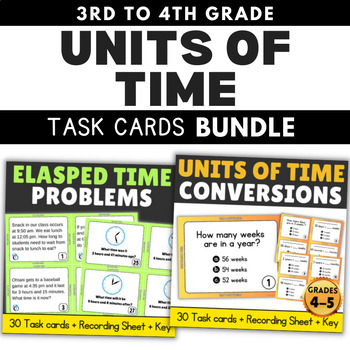 Preview of Units of Time Conversion & Elapsed Time Task Cards Bundle