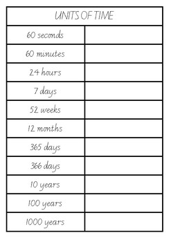 Units Of Time Matching Worksheet By Mrs K Hughes Tpt