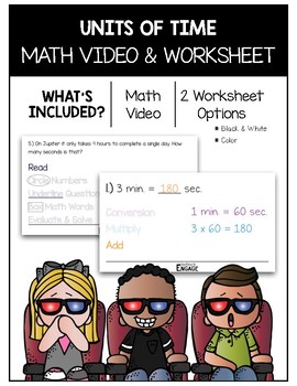 Preview of 4.MD.1 - 2: Units of Time Math Video and Worksheet