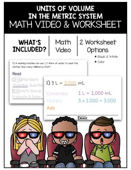 Preview of 4.MD.1 - 2: Units of Volume in the Metric System Math Video and Worksheet