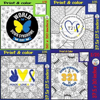 Preview of World Down Syndrome Day Collaborative Poster Coloring Puzzle Class Decor Bundle