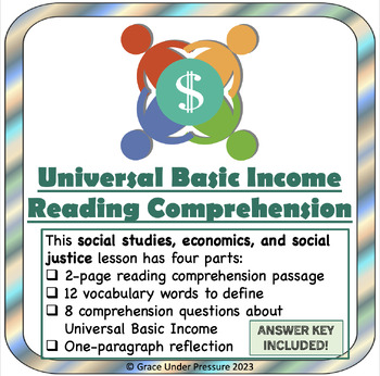 Preview of Universal Basic Income (UBI): Social Justice Reading Comprehension & Worksheets