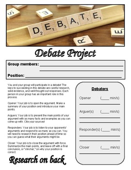 Preview of Create-Your-Own Debate Project Template. Works for every subject!