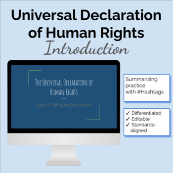 Preview of Universal Declaration of Human Rights (UDHR) Intro & Summarizing with Hashtags