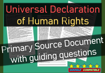 Preview of Universal Declaration of Human Rights (United Nations 1948) Primary Source w Qs