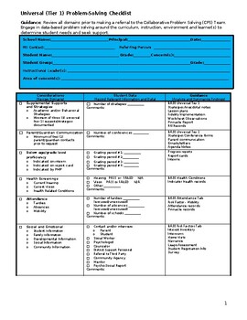 Preview of Universal(Tier1)Problem-Solving Checklist & MTSS RTI Checklist-editable&fillable