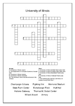 University of Illinois Crossword Puzzle and Word Search Bell Ringer