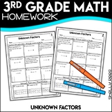 Unknown Factors Worksheets Missing Numbers and Factors 3rd Grade