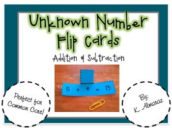 Unknown Number Flip Cards- Addition and Subtraction