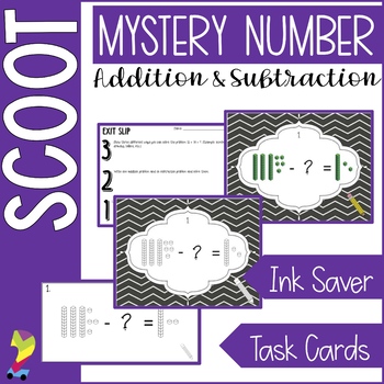 Preview of Unknown Number Scoot (Addition and Subtraction with Variables) Task Cards
