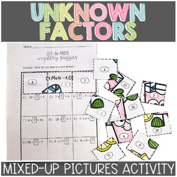 Preview of Unknown Number in Equation Mystery Pictures Math Puzzles Game