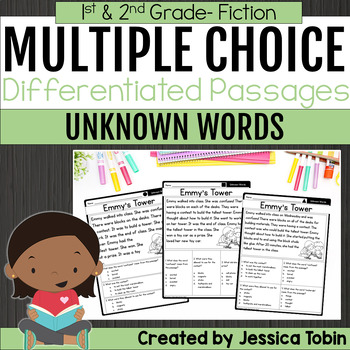 Preview of Unknown Words Multiple Choice Passages - 1st and 2nd Grade RL.1.4 RL.2.4